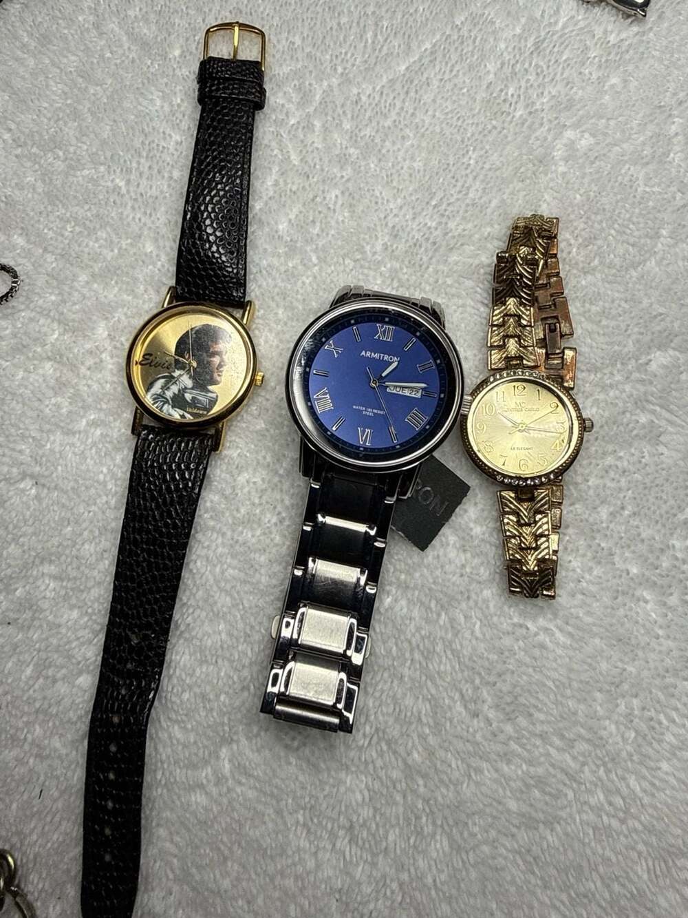 Armitron Men's Blue Dial Stainless Steel Bracelet Watch Bundle with Elvis Watch